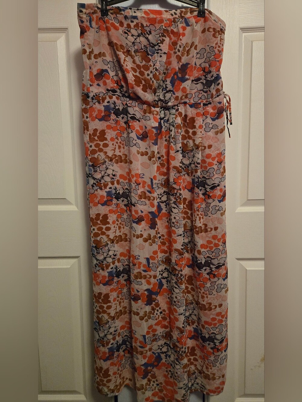 GAP Strapless Maxi Dress in Coral, Navy & Tan Floral